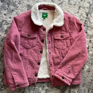 Dip pink corduroy fleece lined girls jacket size 8/10